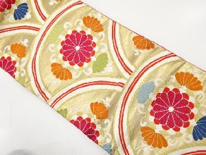 アンティーク　菊に青海波模様織り出し袋帯（着用可）